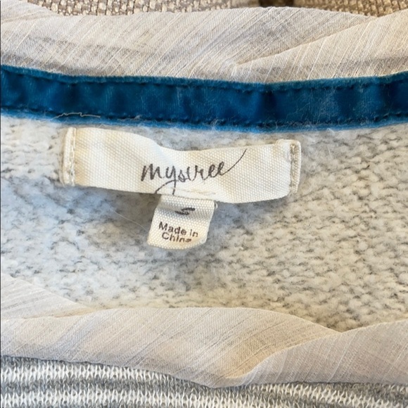 H:  MYSTREE Side Zipper Gray/Cream Light Sweatshirt - Picture 4 of 8